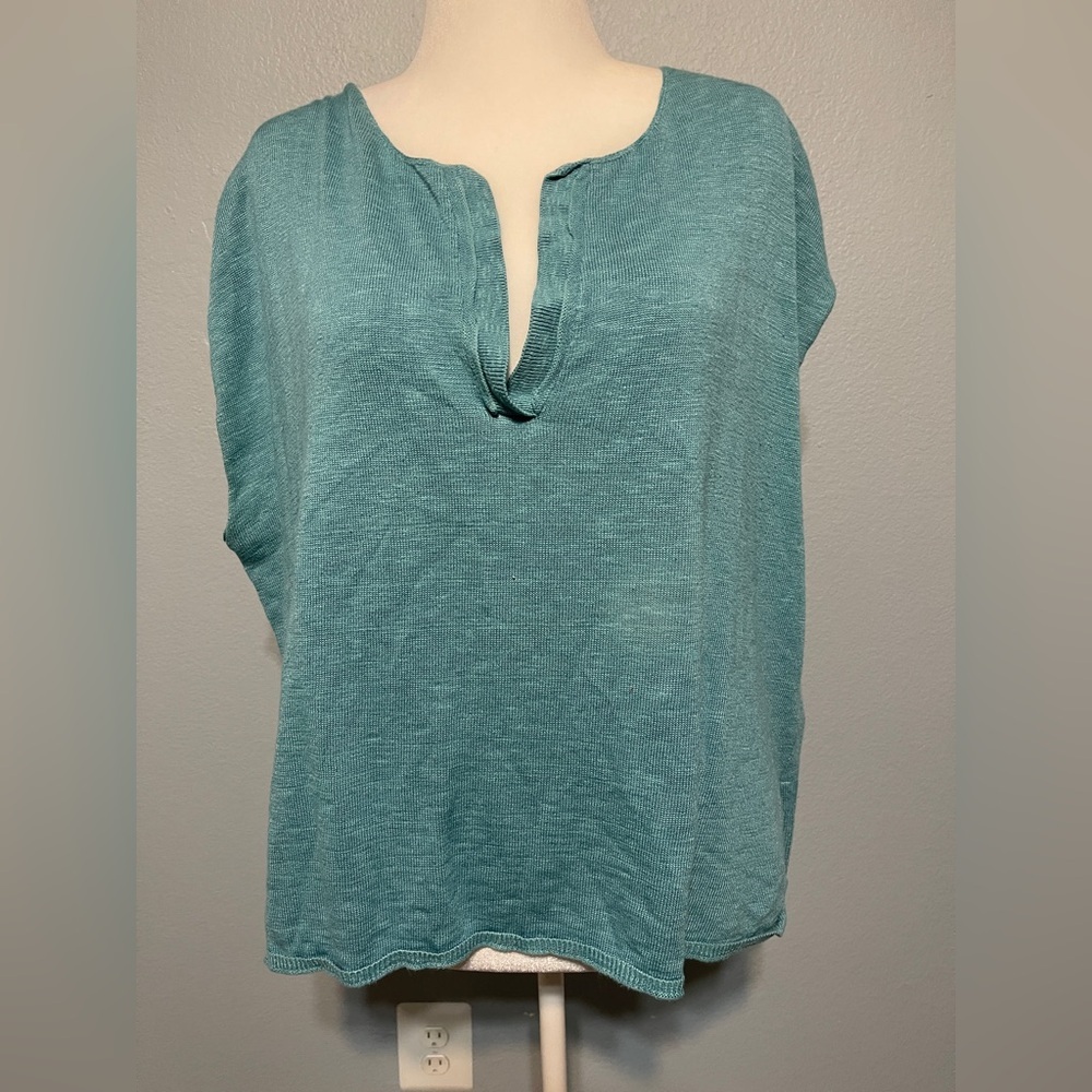 Free People Beach Teal Oversized Sweater Knit Pullover Boho Coastal Slouchy XL